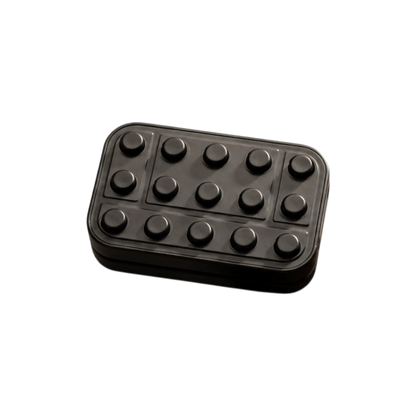 Brix magnetic fidget slider with raised round studs, rectangular outlines, and rounded corners.