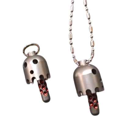 Two Daze bell pendants showing ring and chain attachment options.