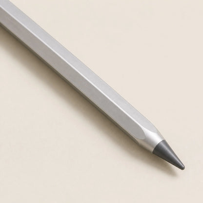 Detail of the graphite writing point and angled barrel faces