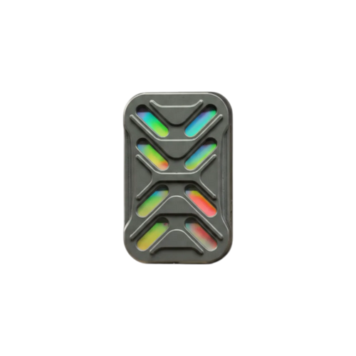 Gleam Magnetic Slider with a slotted face and green, yellow, and orange iridescent details.