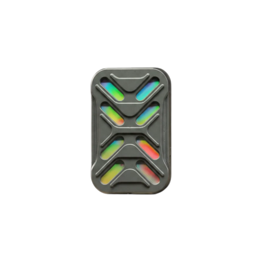 Gleam Magnetic Slider with a slotted face and green, yellow, and orange iridescent details.