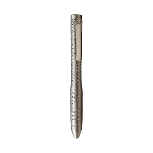 Imbra twist-action pen lying horizontally, with its tapered front end pointing left